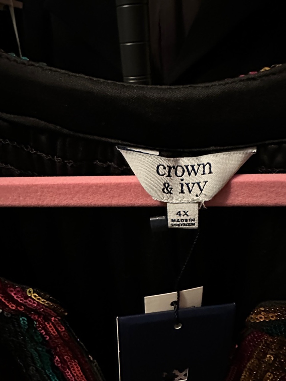 crown & ivy Multicolor Striped Sequin V-Neck Top - Picture 2 of 5
